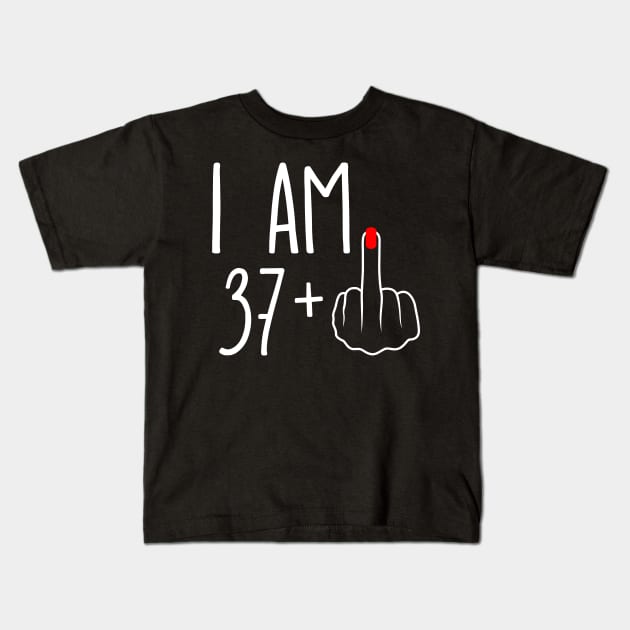 Vintage 38th Birthday I Am 37 Plus 1 Middle Finger Kids T-Shirt by ErikBowmanDesigns